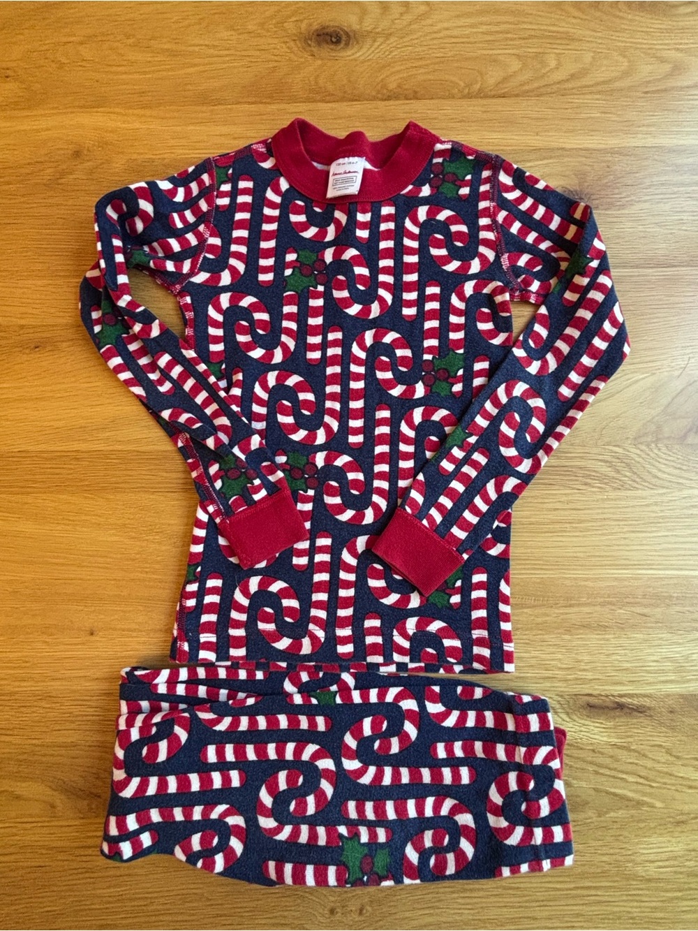 Hanna Andersson Red & Navy Candy Cane Kids Pajama Set